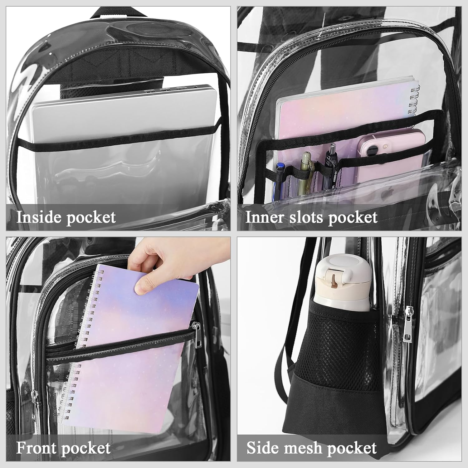 Blvornl Clear Backpack, Heavy Duty PVC Transparent Backpack image number 4