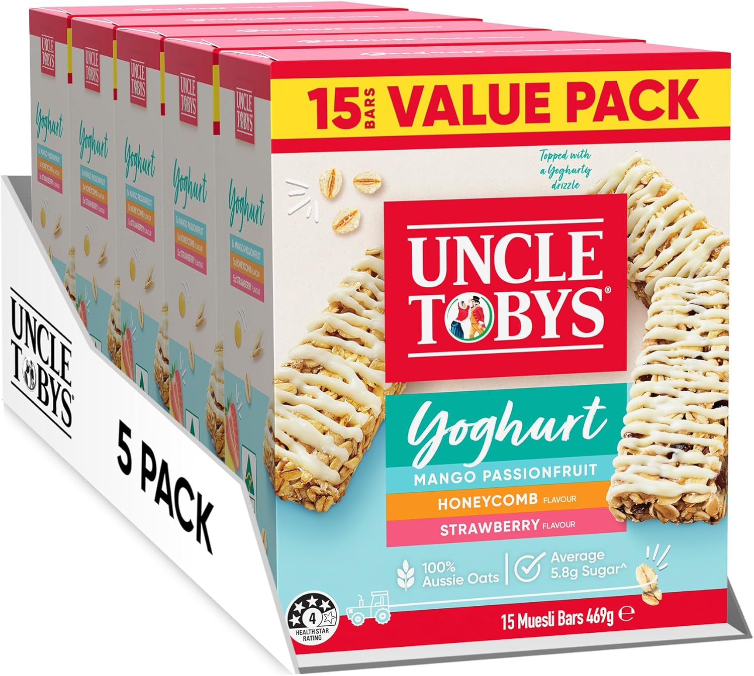 Uncle Tobys Strawberry Yoghurt Muesli Cereal 15 Bars (75 Count, Pack of 5) image number 3