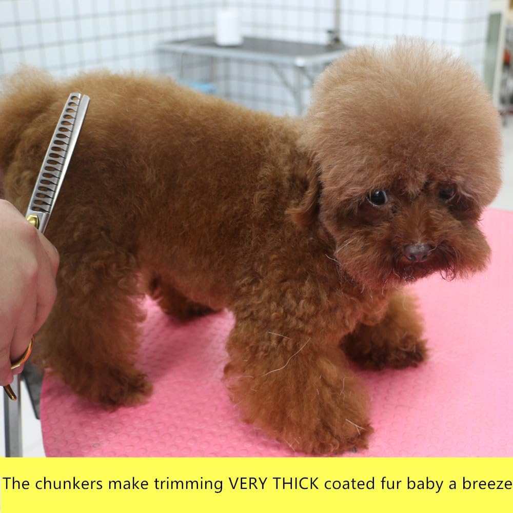 HASHIMOTO Chunkers Dog Grooming Scissors, Dog Shears for Thick Coats, 18 Teeth, 7.0 Inch, 70% Thinning Rate for Thick Fur Trimming, Light Weight, Balanced, Designed for Professional Pet Groomers. image number 3