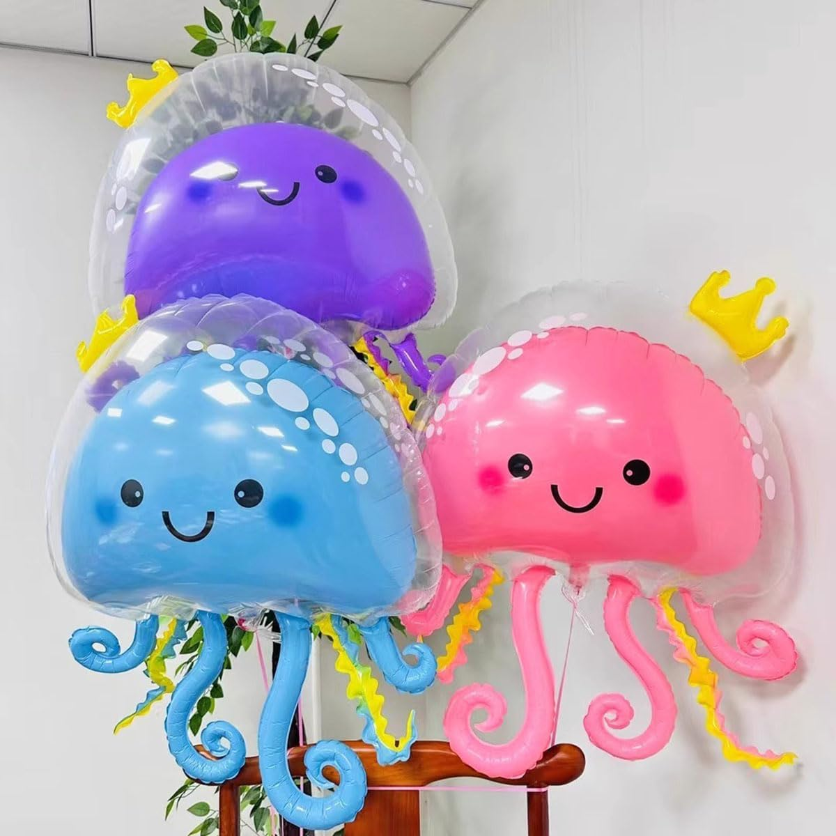 3Pcs 36 Inch Jellyfish Balloons Inflatable Jellyfish Octopus Sea Party Decorations Mermaid Party Decoration for Birthday Supplies Pink Blue Purple Color image number 1