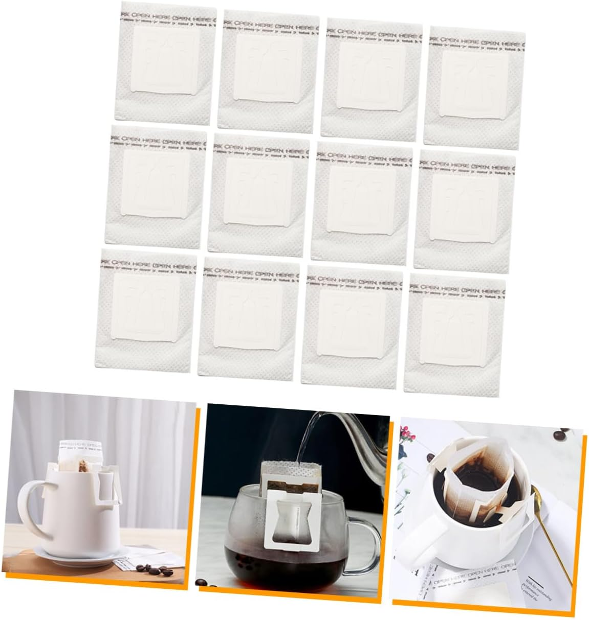 CATIEBYE 50Pcs Hanging Ear Coffee Filter Bag Disposable Tea Bags Loose Leaf Holder for Drip Coffee for Home Brewing image number 4
