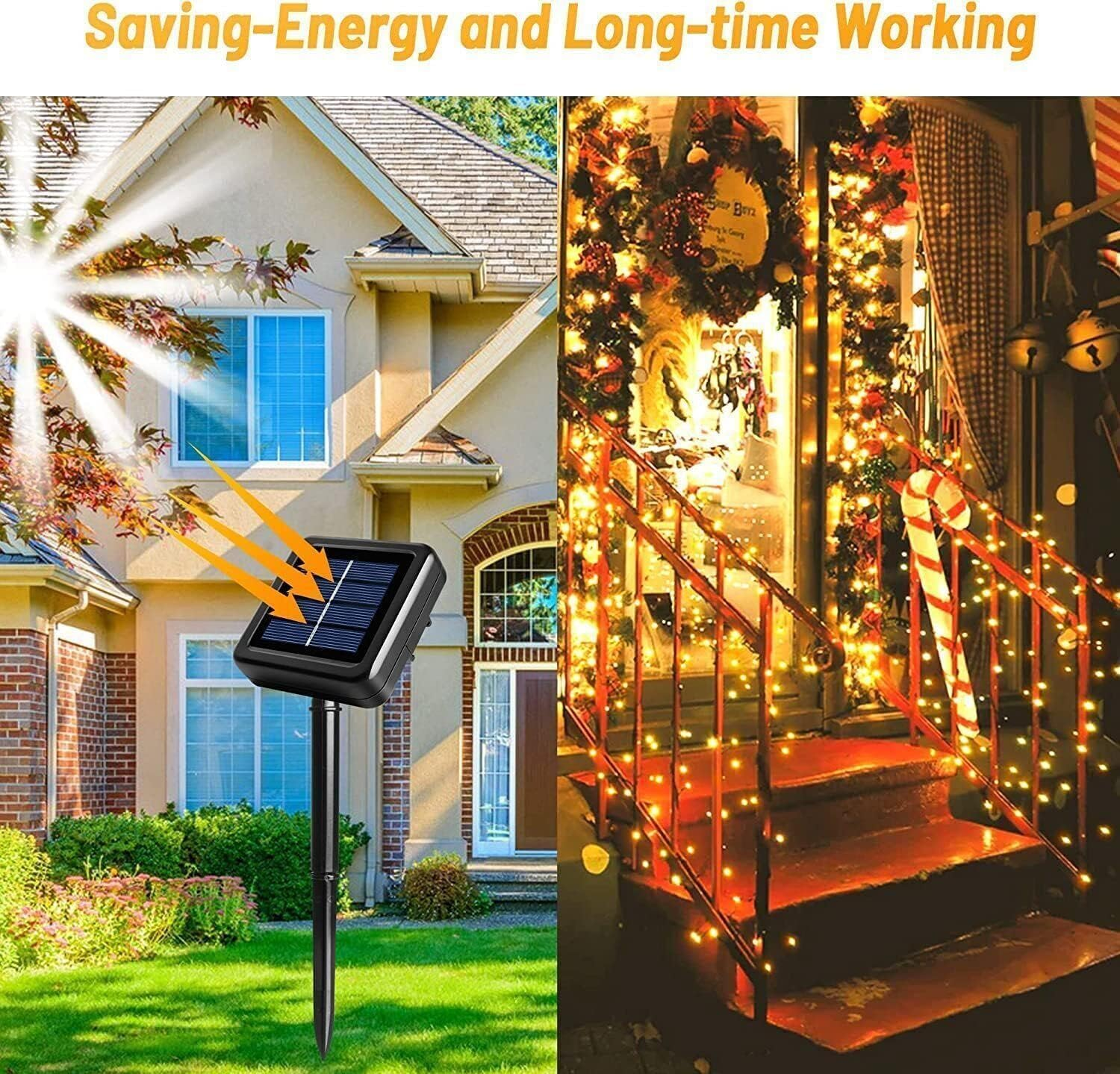 Solar String Lights Outdoor, Fime 32M 300 LED Solar Powered Fairy Light with 8 Lighting Modes, Waterproof Copper Wire Tree Lights Lights for Christmas Party Decoration (White) - White image number 2