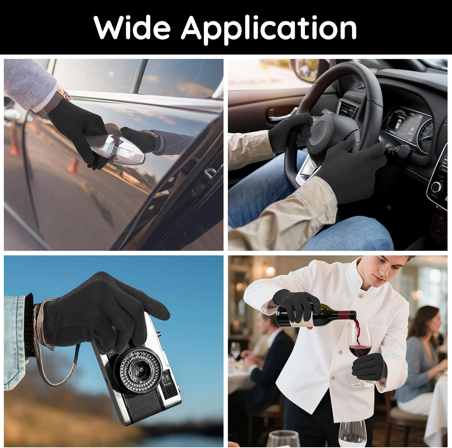 Segbeauty 12 Counts Elastic Black Cotton Gloves for Women, 6 Pairs Sleeping Moisturizing Cotton Gloves for Men with Elastic Band, Hand Spa Moisture Glove for Dry Hands Overnight, Sleep Lotion Glove image number 1