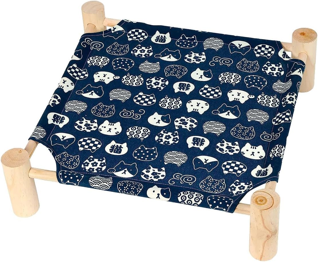 VENEKA Cat and Dog Hammock Bed Wooden Cat Elevated Cooling Outdoor Bed for Summer, Cat Beds for Indoor Cats B image number 2