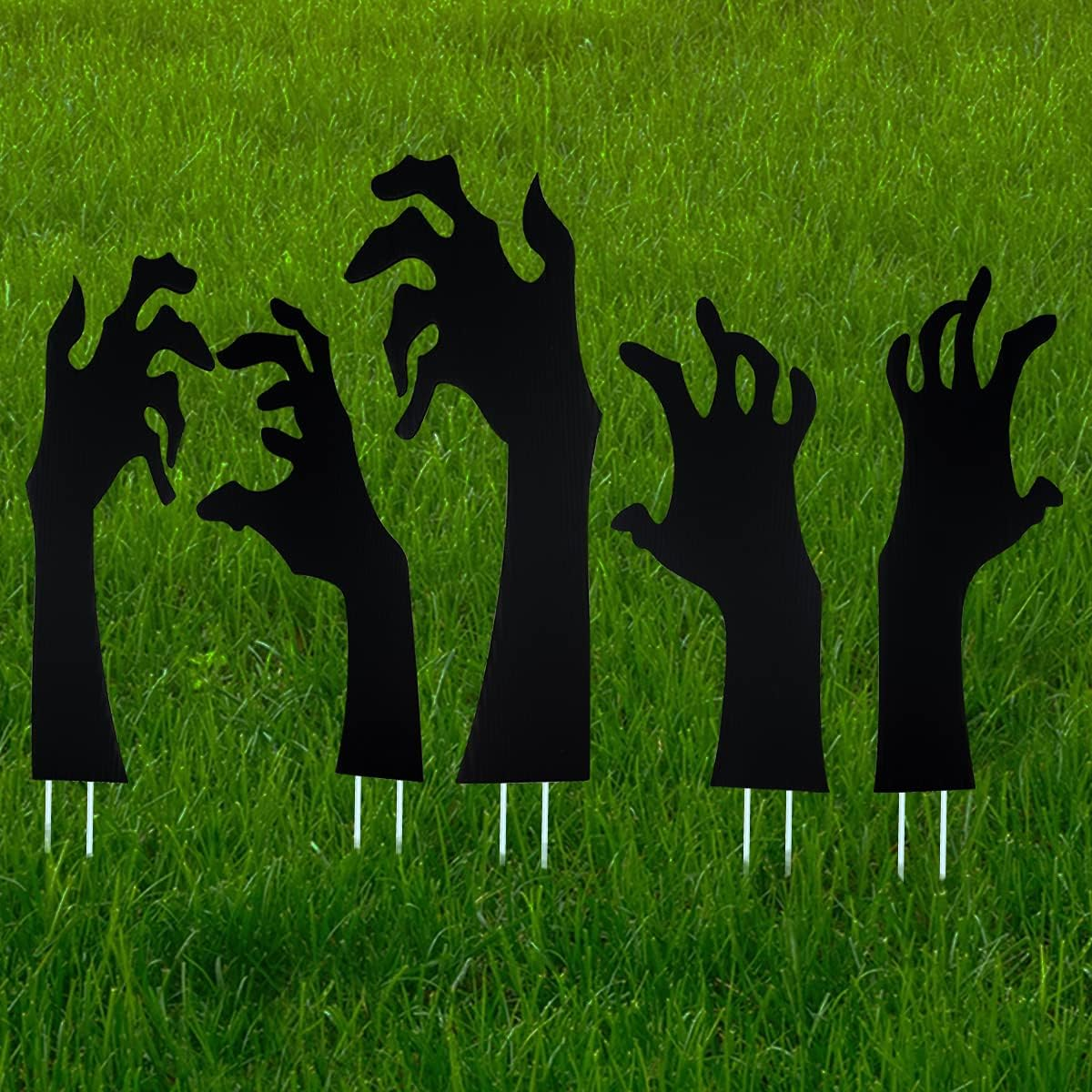 Anditoy 5 Pack Black Hands Yard Signs with Stakes - Scary Silhouette Halloween Decorations for Outdoor Lawn Garden Decor image number 5