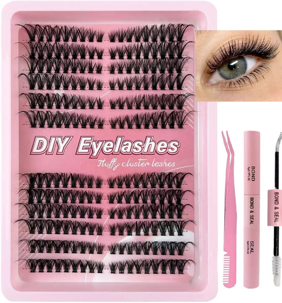 Cluster Lashes Lash Extension 540 Pcs Clusters Individual Lashes Soft DIY Eyelash Extensions Mixed Tray Eyelash Clusters Easy Diy Lash Extension Cluster at Home