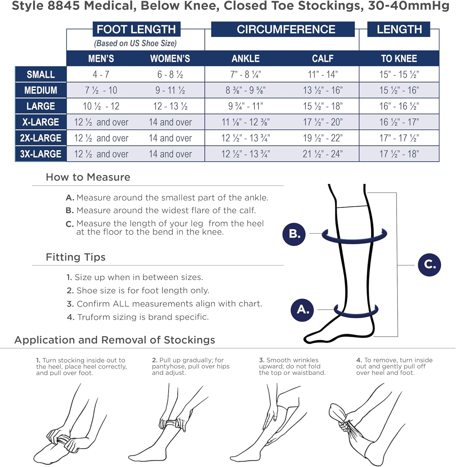 Truform 30-40 Mmhg Compression Stockings for Men and Women, Knee High Length, Closed Toe image number 3