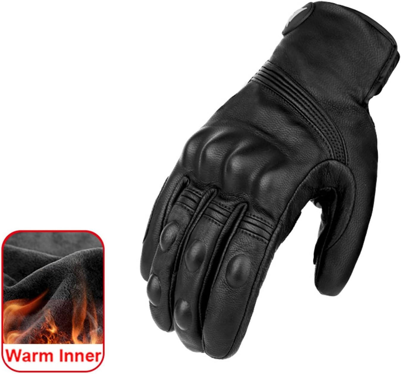 KANGYEBAIHUODIAN Warm Motorcycle Gloves Leather Winter Thermal Inner Gloves Women Men Invierno Luvas Hombre Hiver Guante Touch Screen Wearable (Color : Black, Size : L) image number 4