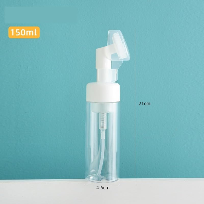 2 Pcs Pump Dispenser,Soap Foaming Bottle Mousse Foam Bottle Facial Cleanser Pump Dispenser with Silicone Foam Massage Clean Brush Head, Suitable for Face Wash Foaming (Transparent, One Size) image number 5