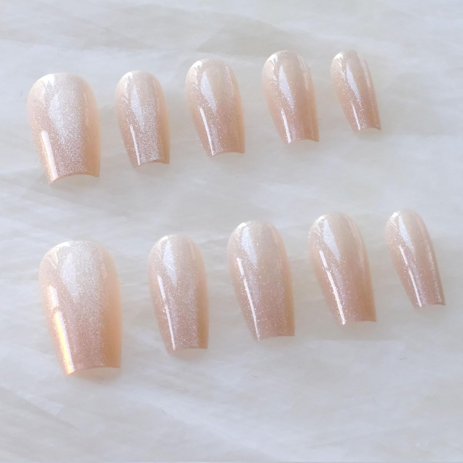Glossy Ballerina Cat Eye Press-On False Nails, Elegant Design, Matte 24 Pcs (Nude, 24 Pcs) image number 2