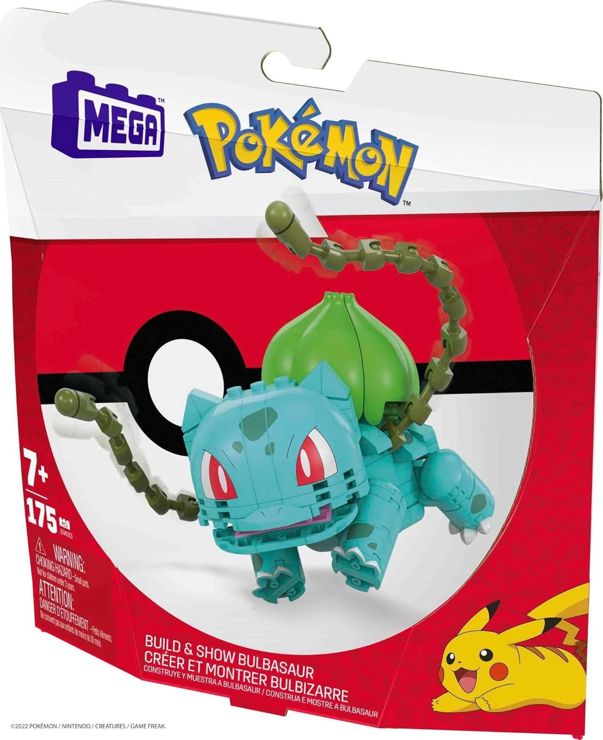 MEGA Pokemon Action Figure Building Toys, Bulbasaur with 175 Pieces, 1 Poseable Character, 4 Inches Tall, Gift Ideas for Kids image number 4