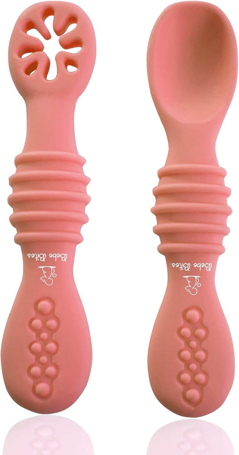 Toddler Spoons - Training Spoons for Babies & Toddlers - 100% Food-Grade Silicone - BPA Free - Microwave & Dishwasher Safe - Self Feeding - Baby Led Weaning Feeding Supplies