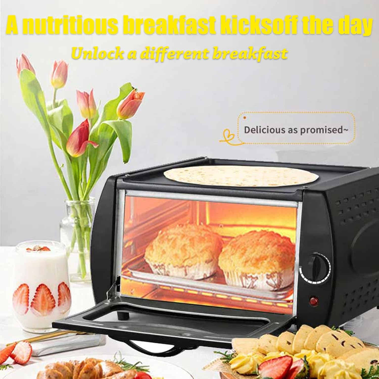 2-In-1 Tandoor Oven Mini, 12L Pizza Chapati Roti Lahmacun Manakish Naan Bread Maker with Bake Tray/Bake Rack/Tray Handle, for Takeaway Kitchen Appliance image number 5