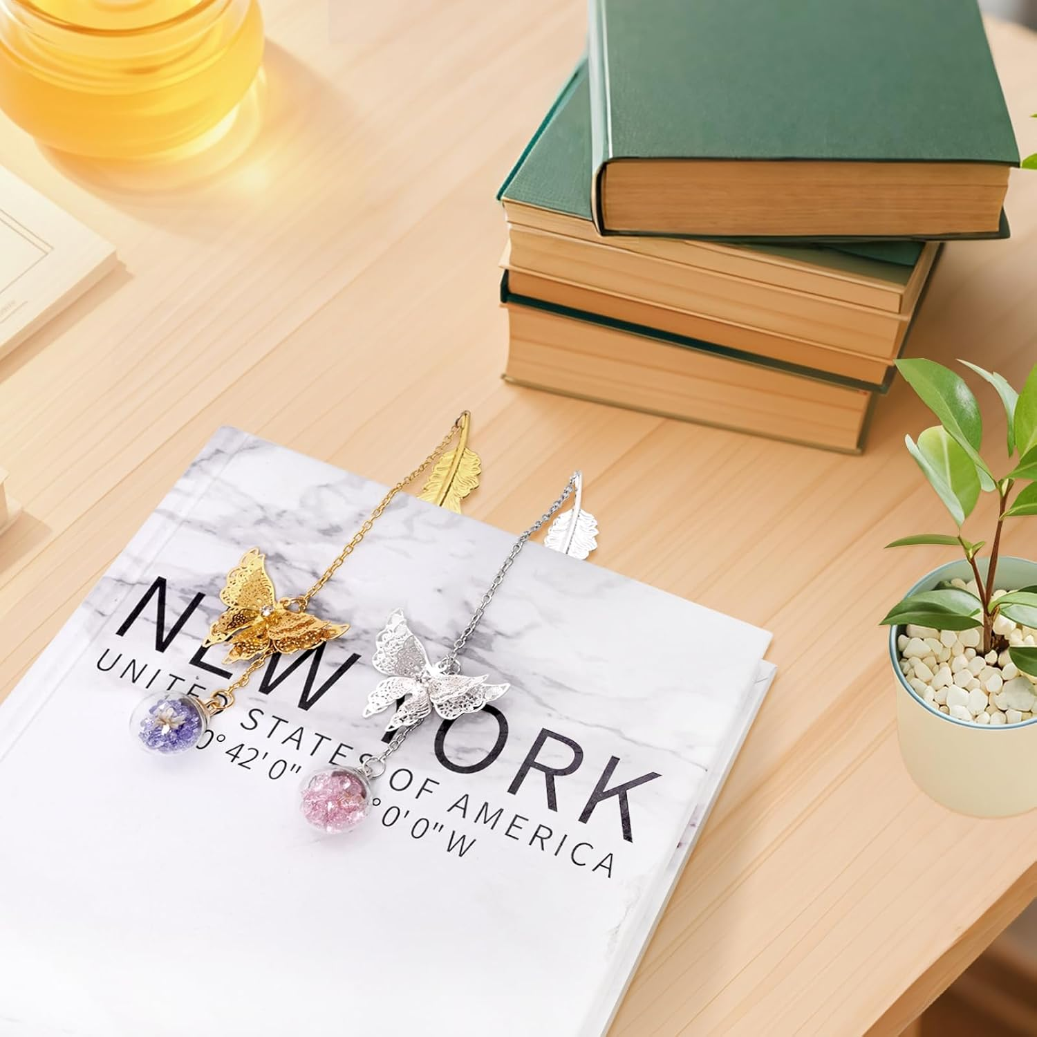 Metal Bookmark, 3D Butterfly Pendant Bookmarks, Vintage Metal Feather Bookmark Birthday Gift for Women Teachers, Unique Book Marks Mothers Day Christmas Gifts for Women Reader Girls Female Book Lover image number 1