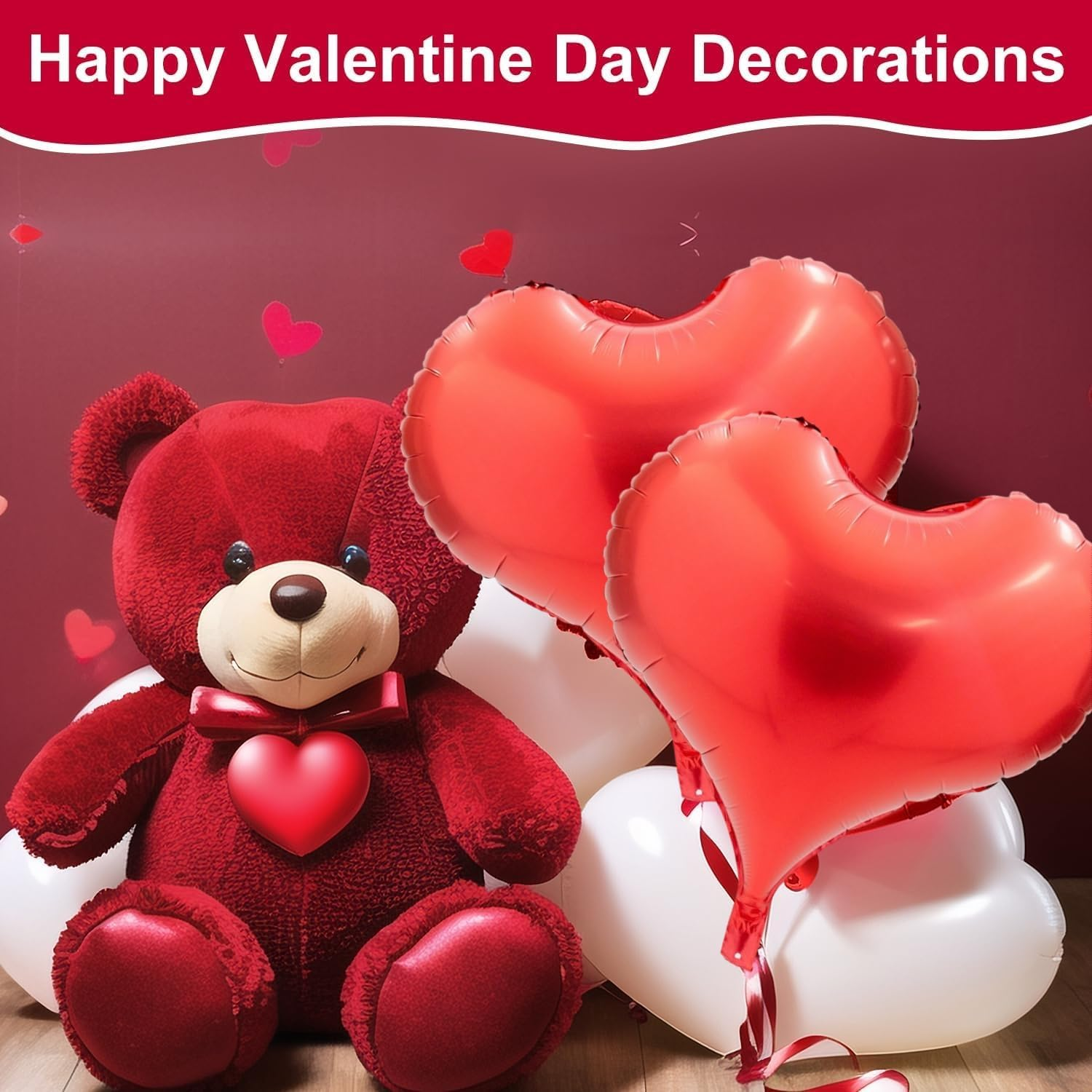 5Pcs 24 Inch Heart Foil Balloon for Valentine'S Day Decoration - Romantic Decor (Red)
