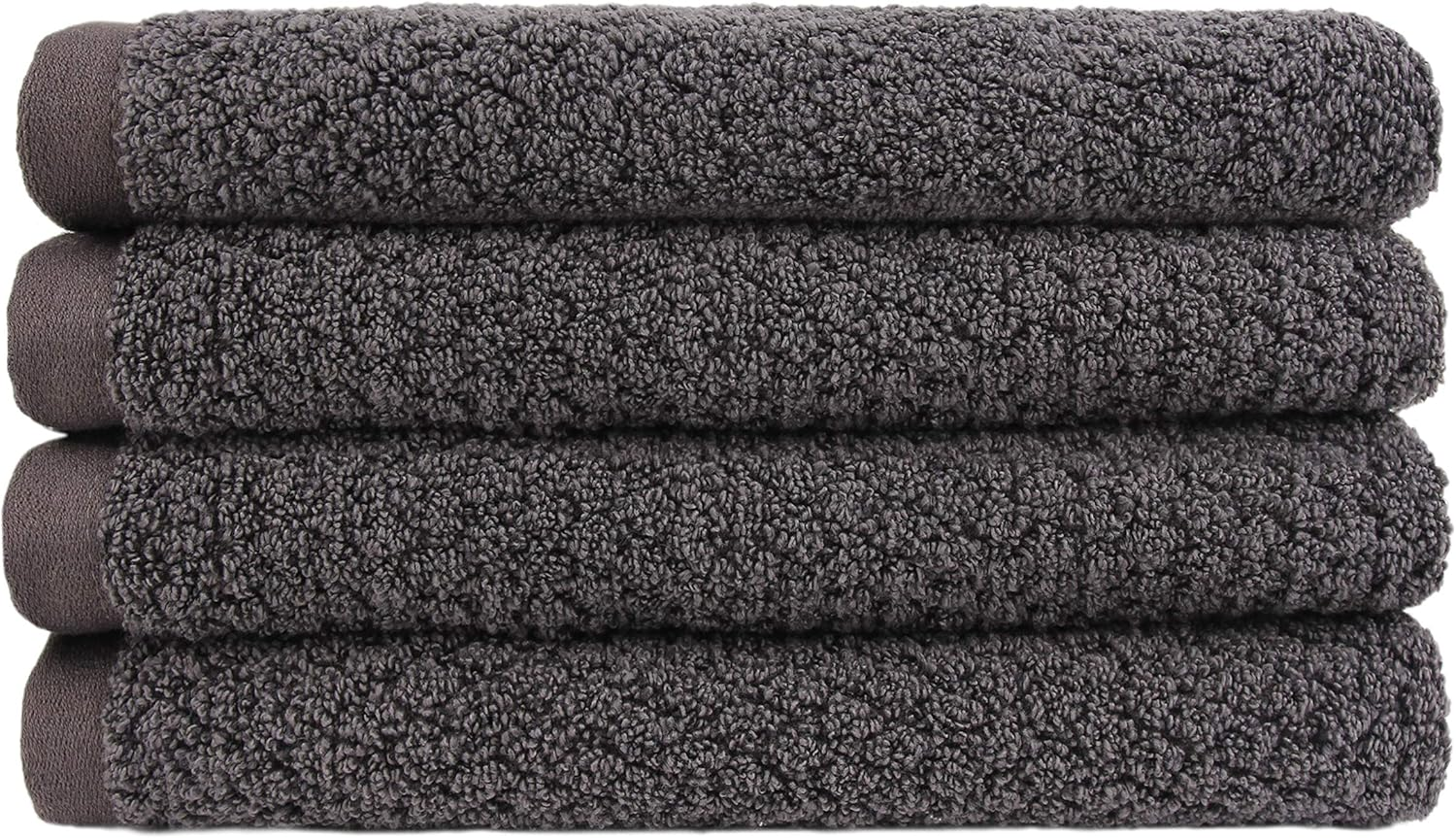 Everplush Diamond Jacquard Quick-Dry Hand Towels Set, 4 X (16 X 30 In), Charcoal 4 Count
