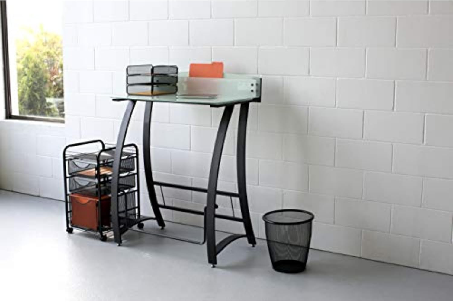 Safco Products Onyx Mesh 1 File Drawer and 2 Small Drawers Rolling File Cart 5213BL, Black Powder Coat Finish, Durable Steel Mesh Construction, Swivel Wheels for Mobility