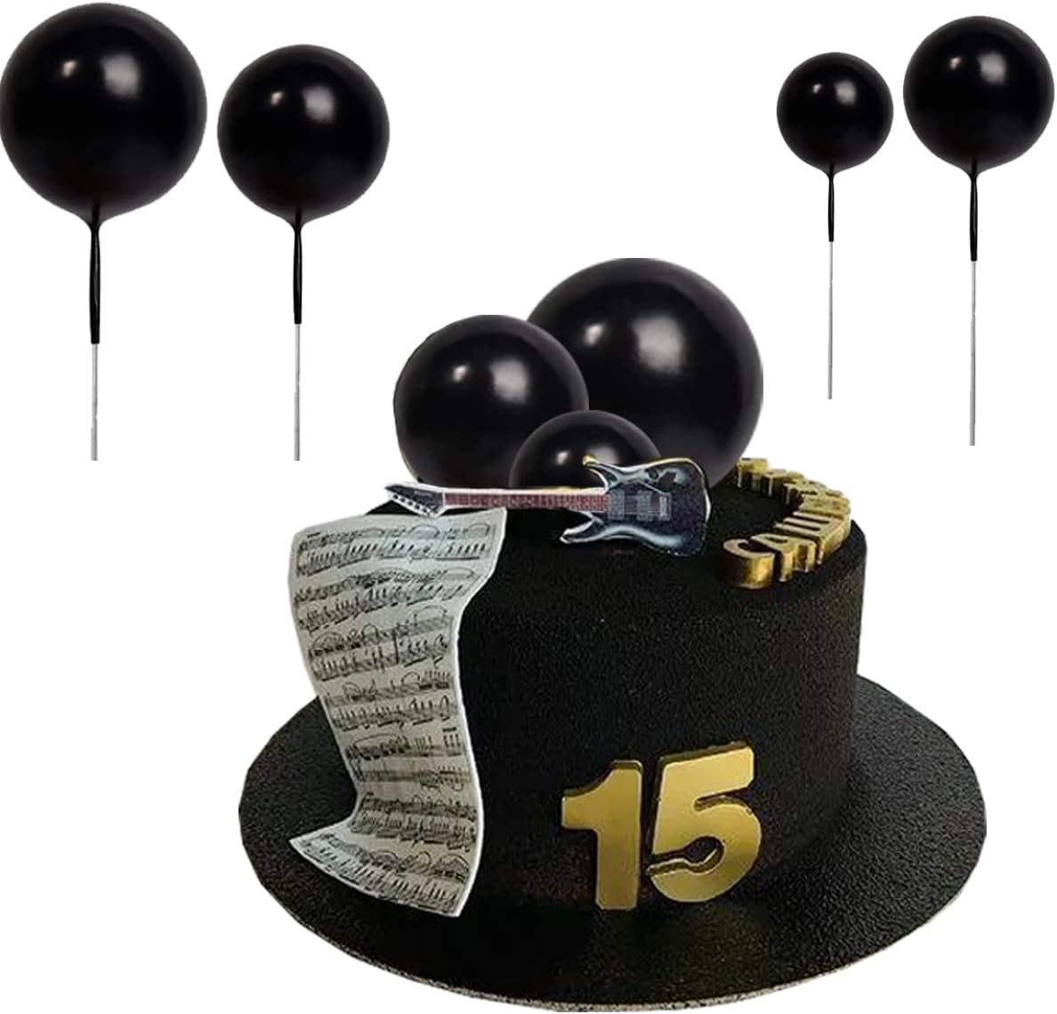 25 Pcs Balls Cake Topper Ball Shaped Cake Insert Toppers Pearl Balls Cake Pick DIY Cake Insert Toppers Foam Ball Cupcake Topper for Birthday Party Christmas Wedding Anniversary Baby Shower Cake Decor image number 4