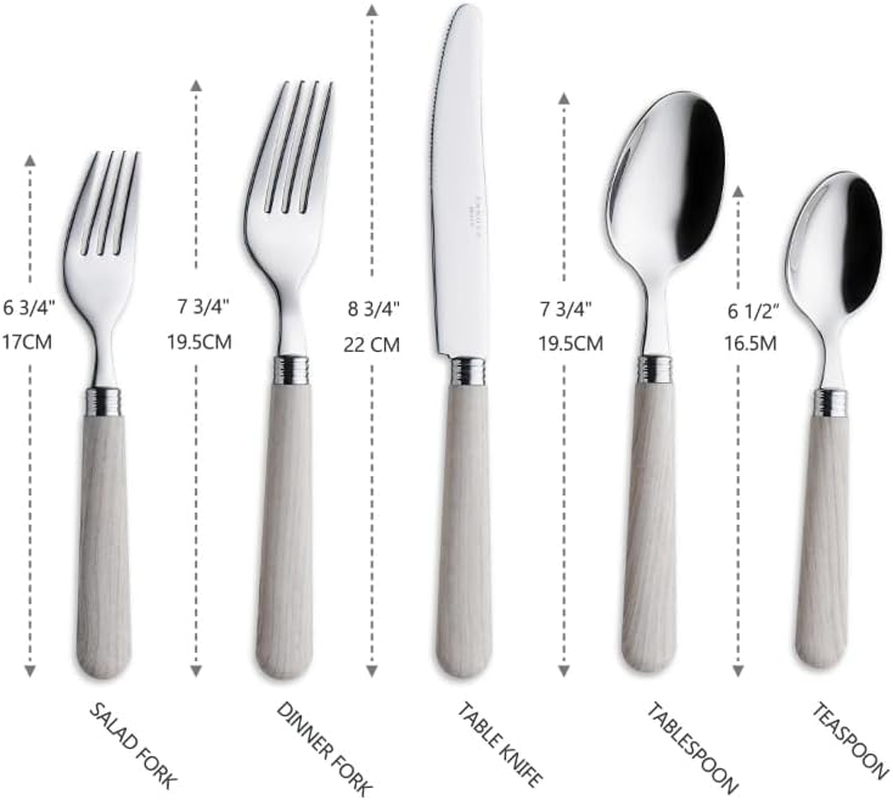 ANNOVA Silverware Set 20 Pieces Stainless Steel Cutlery Color Handle Flatware - 4 X Dinner Knife; 4 X Dinner Fork; 4 X Salad Fork; 4 X Dinner Spoon; 4 X Dessert Spoon (Wood) - Green Checkered image number 4