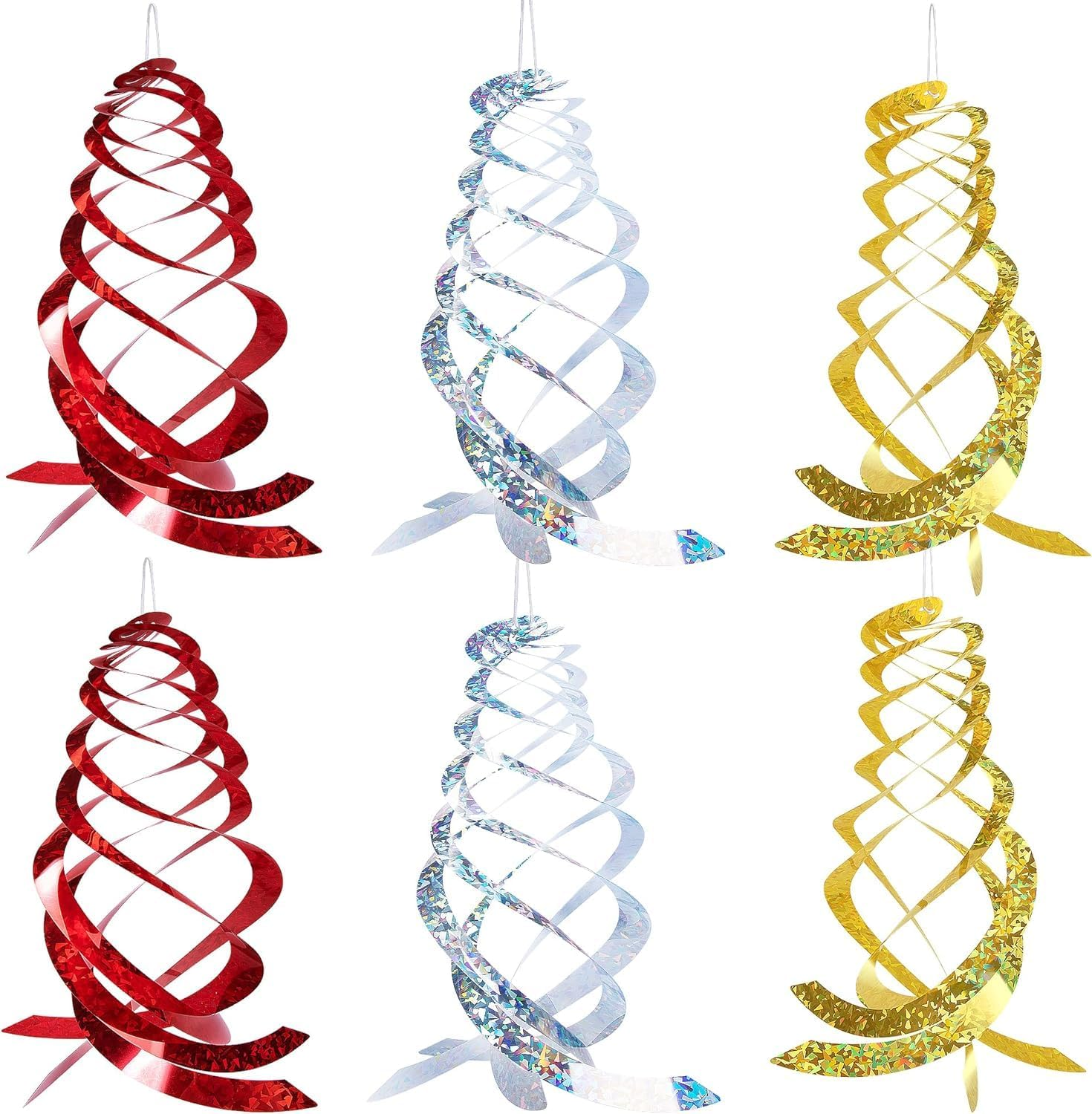 Limcryspp 4Pieces of Anti-Bird Spiral Reflector, Anti-Bird Spiral Reflector Scare Tool, Hanging Reflection to Scare Pigeons and Other Small Birds Anti-Bird Device (4, Silver)