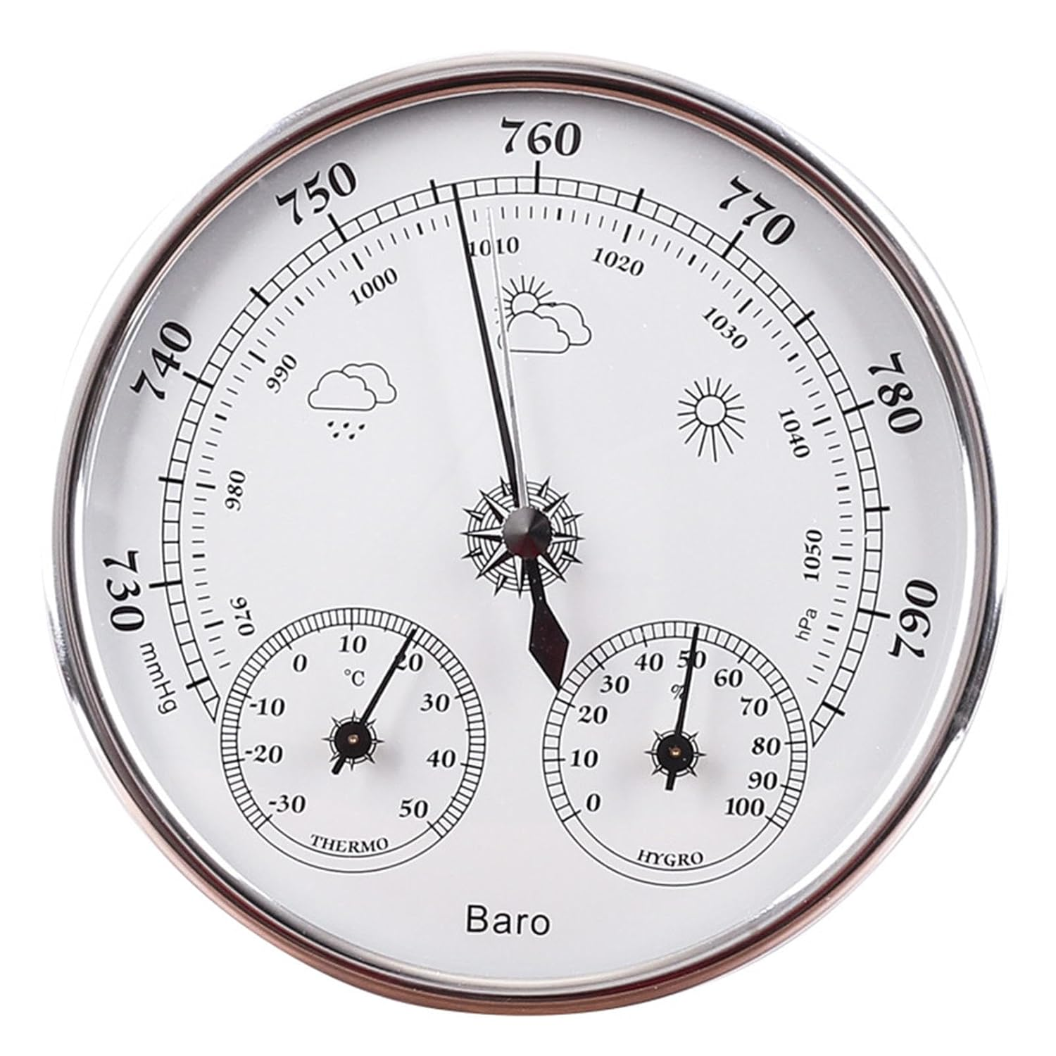 Barometer,Outdoor Barometer,Barometer Thermometer Hygrometer,5 in Analog Weather Station,3 in 1 Barometers for the Home Wall,Weather Barometer,For Living Room,Terrace,Office Wall Decor image number 2