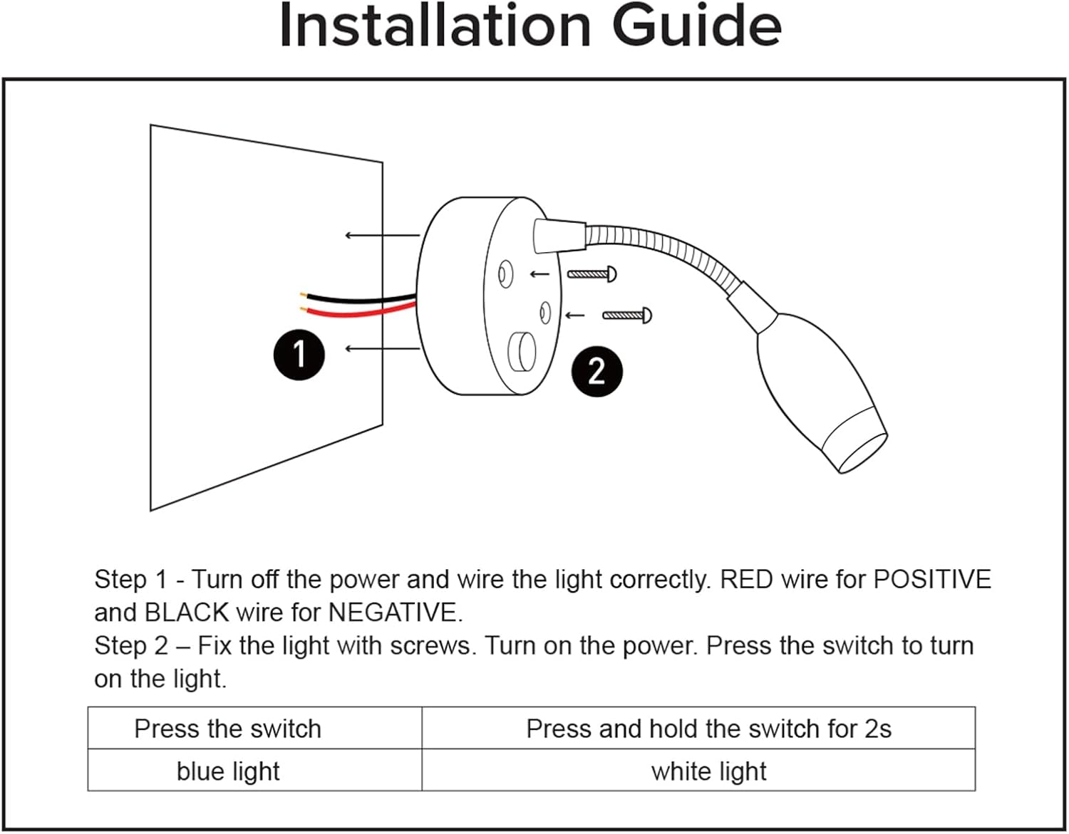 Dream Lighting 12V LED Reading Light Programmed Switch Flexible Arm Blue/Cool White Lighting RV Camper Motorhome Boat Yacht Bedside Map Chart Wall Lamps Intreior Surface Mounting Lighting Pack of 2 image number 6
