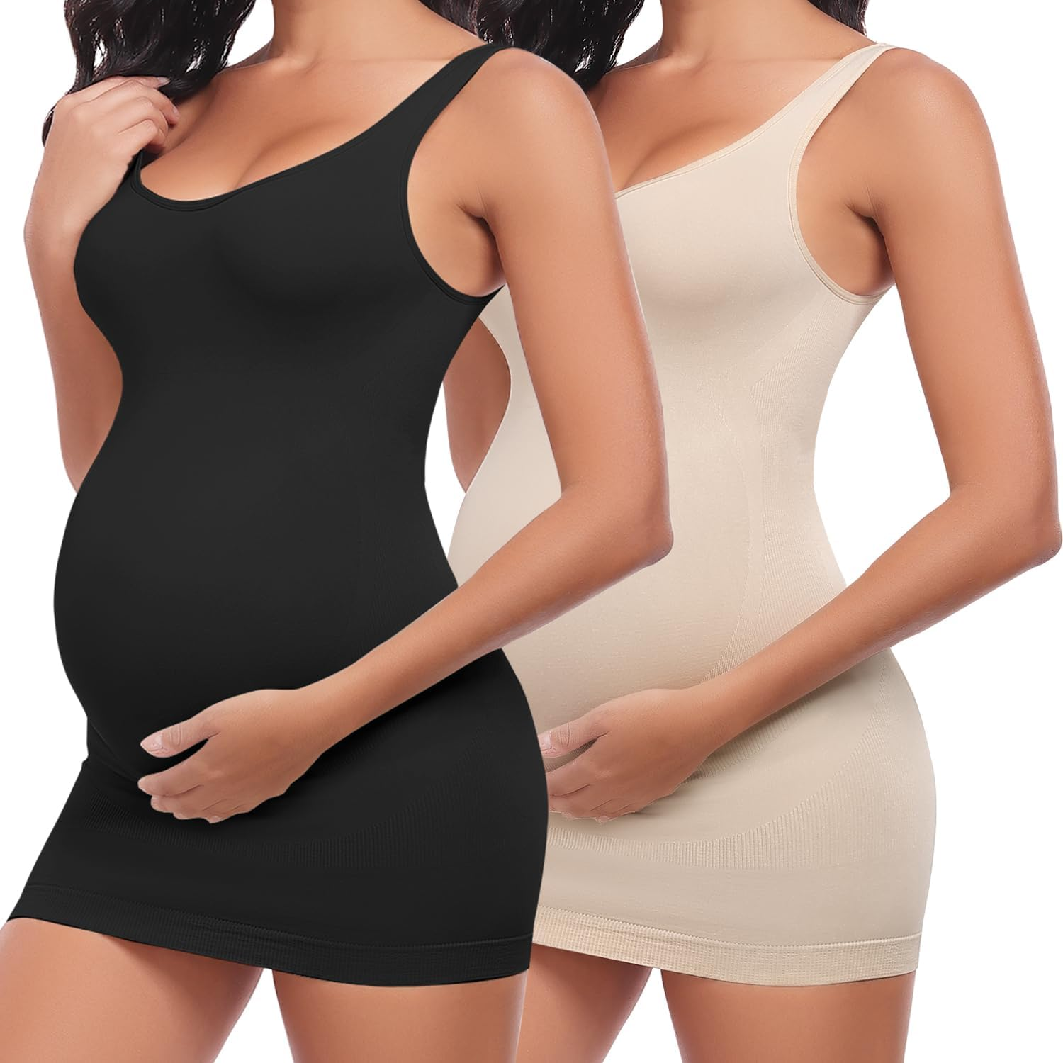 Diawsome Maternity Tank Tops Belly Support - Womens Sleeveless Bodycon Dresses for Baby Shower Pregnancy Shapewear Workout Shirts