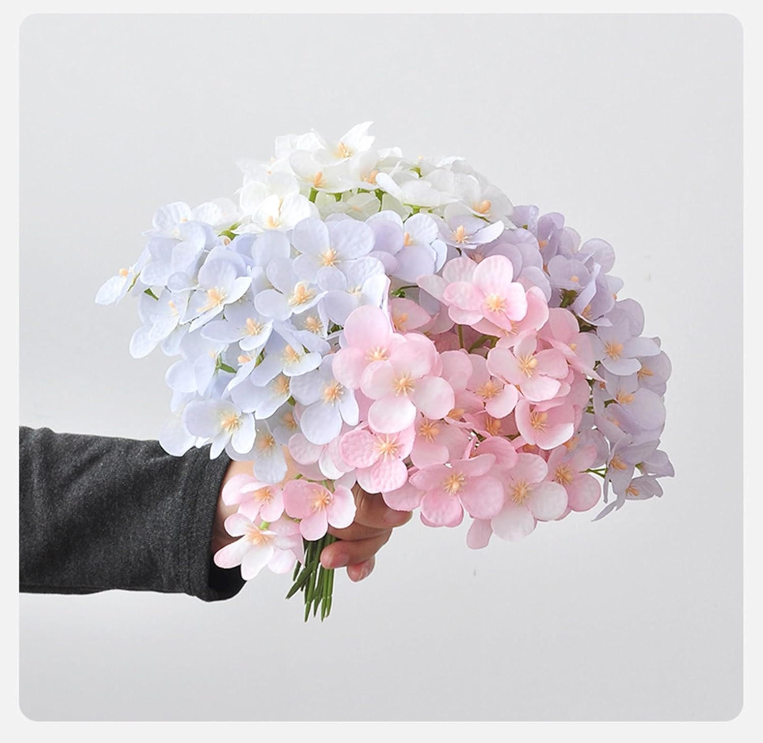 AU023-4 Artificial Hydrangea Flower 1 PCS Blue Bouquet,Ideal for Shooting Props Wedding Decoration Home Furnishings,26Cm(10.2") - Purple image number 2