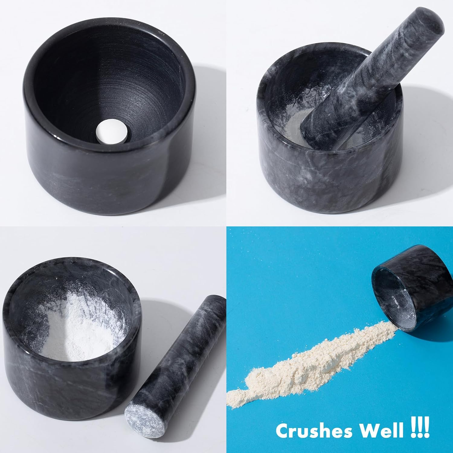 Pill Crusher, Mini Marble and Pestle Set, Pill Crusher Grinder Fine Powder, Arthritic Hands Pill Grinder image number 6