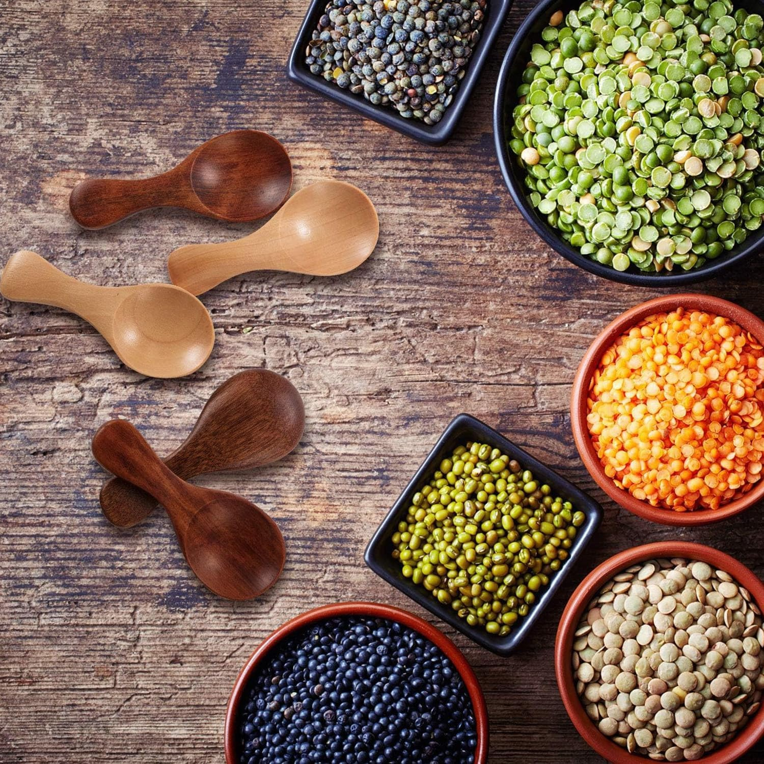 10 Pieces Small Wooden Spoons, Mini Condiments Sugar Seasoning Salt Honey Teaspoon Coffee Tea Mustard Ice Cream Wood Spoons (Brown) image number 1