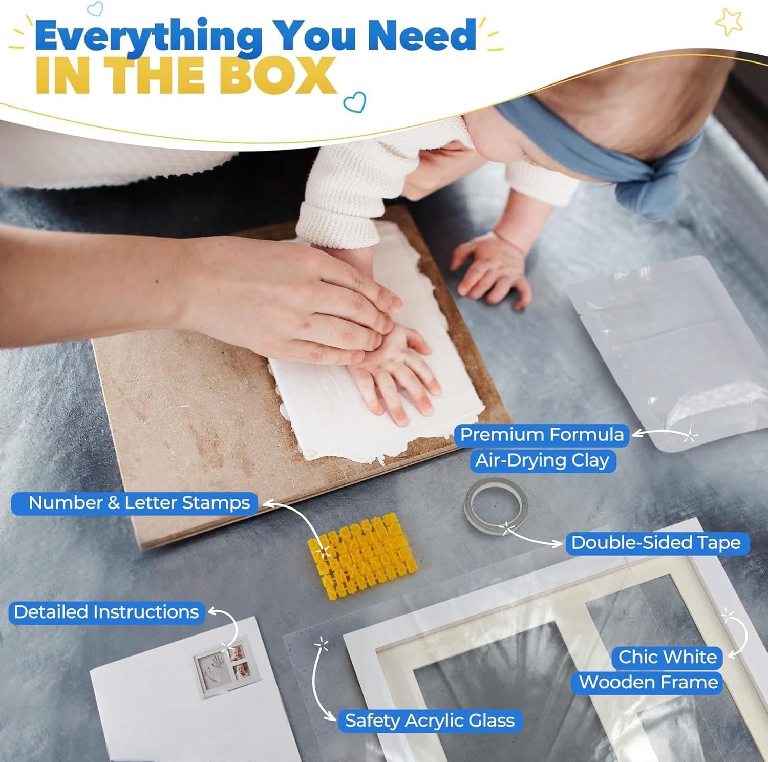 Footprint & Handprint Keepsake Frame, Baby Memory Display, Nursery Decor, Baby Registry Must-Have, New Parent Gift image number 6