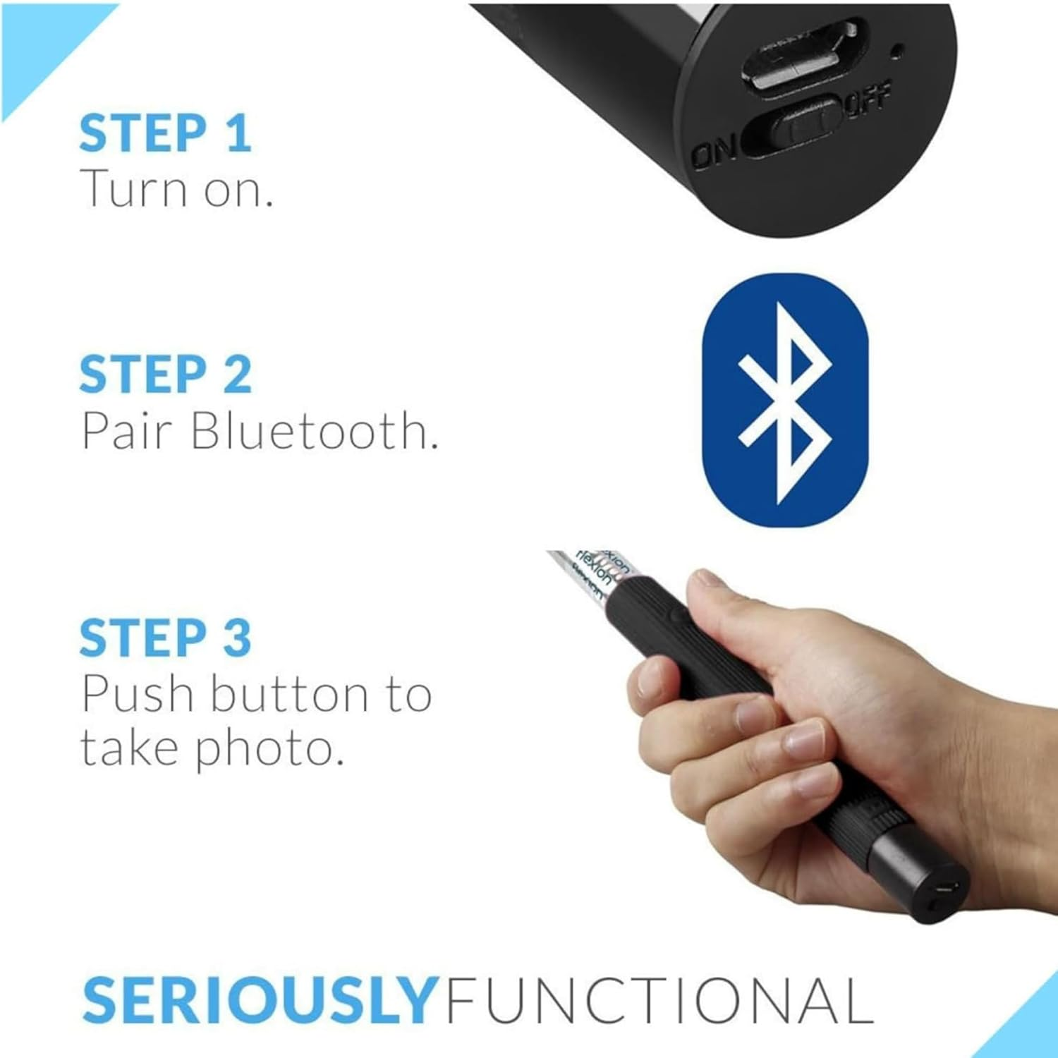 Laser Bluetooth Selfie Stick with Adjustable Phone Holder, Extends to 100Cm, Built-In Shutter Button, Micro USB Rechargeable, Spring Lock, Fits 5Cm to 8Cm Phones, Ideal for Travel and Group Photos image number 2