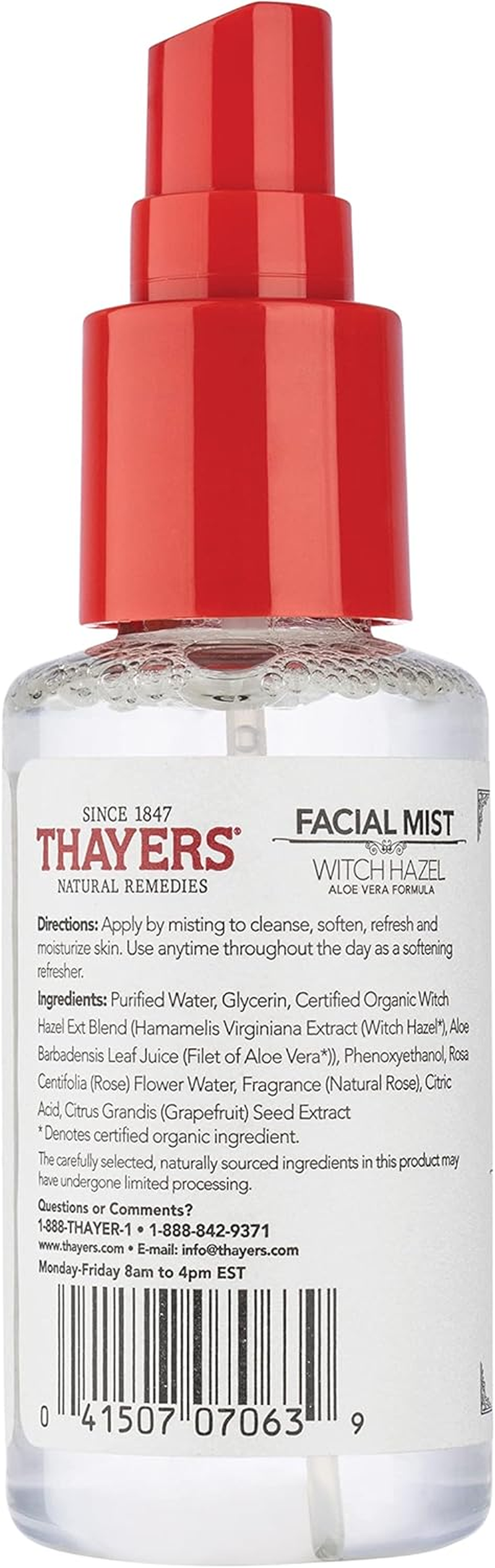 Thayers Alcohol-Free Witch Hazel Facial Mist Toner with Aloe Vera, Rose Petal, Soothing and Hydrating, for All Skin Types, Trial Size, 3 Oz image number 5