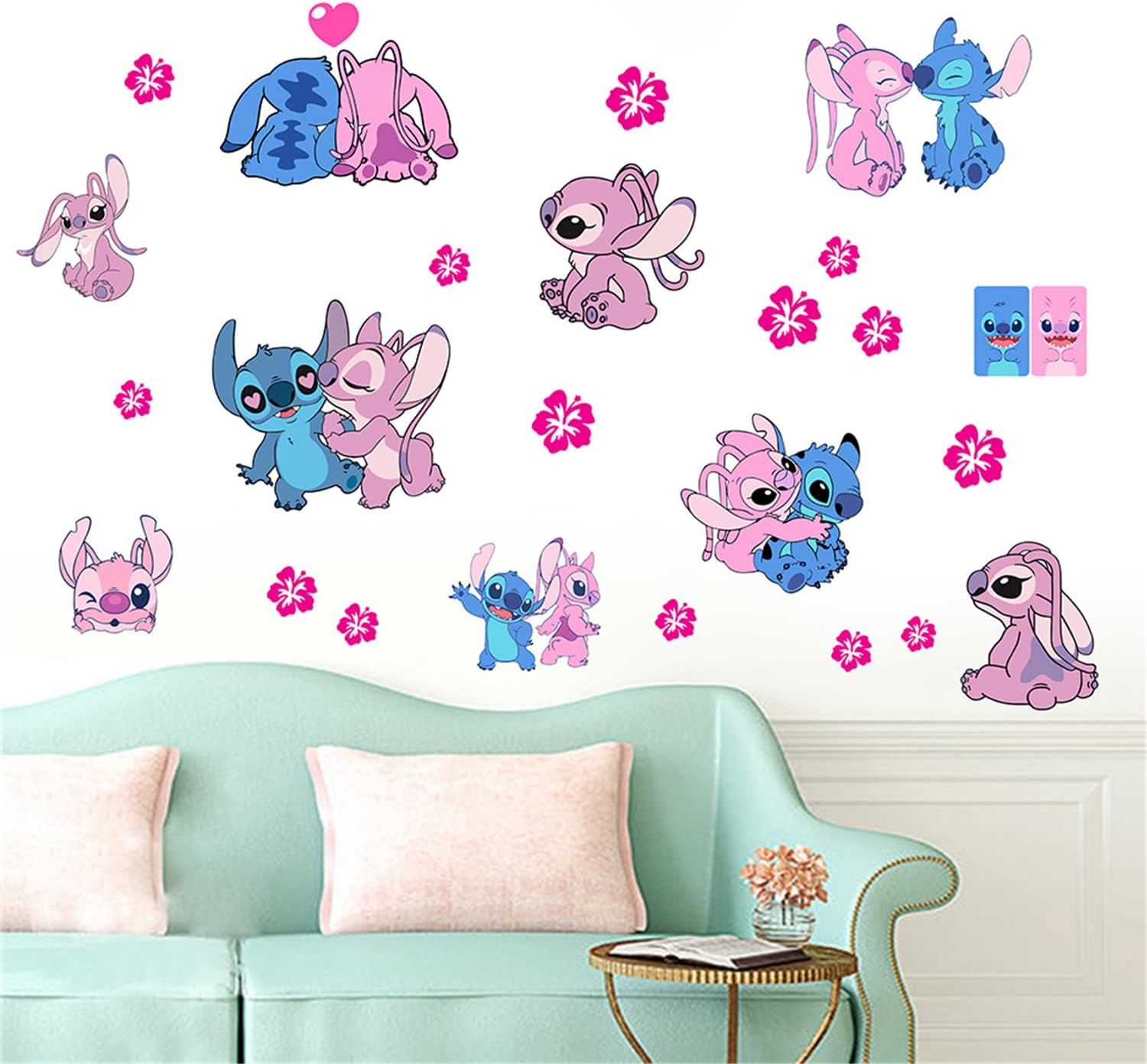 Lilo & Stitch Wall Stickers Cartoon Wall Decals Excellent Vinyl Wall Decor for Girls Room Living Room (Size 17.7 X 23.7 Inch) image number 6