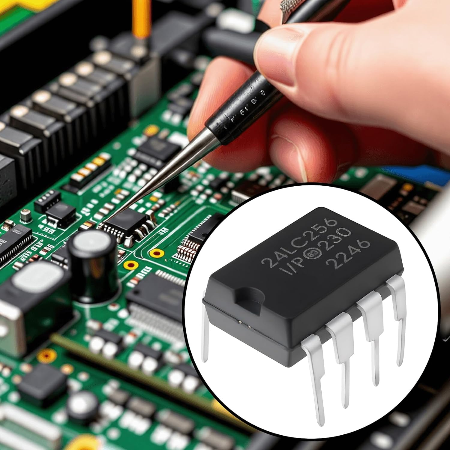 Emsea 5Pcs Memory Chips Module 24LC256-I/P Suitable for DIY Circuit Boards DIP-8 image number 6