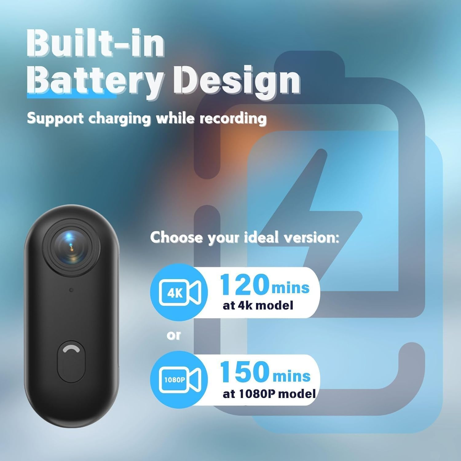 4K Body Camera, POV Pro 4K,Wearable Camera with 360&deg;Rotatable Clip & Magnetic Clip,120 Minutes for Recording,Take for Lecture, Traveling,Pet Walking and Outdoors Activities(4K-P-64G) image number 1