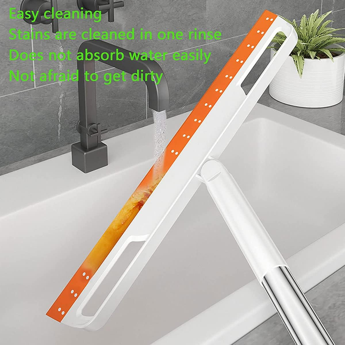 Floor Squeegee 56In Household Broom with 4 Removable Poles 180-Degree Adjustable Knuckle Joint Floor Wiper for Shower Bathroom Kitchen Water Foam image number 3