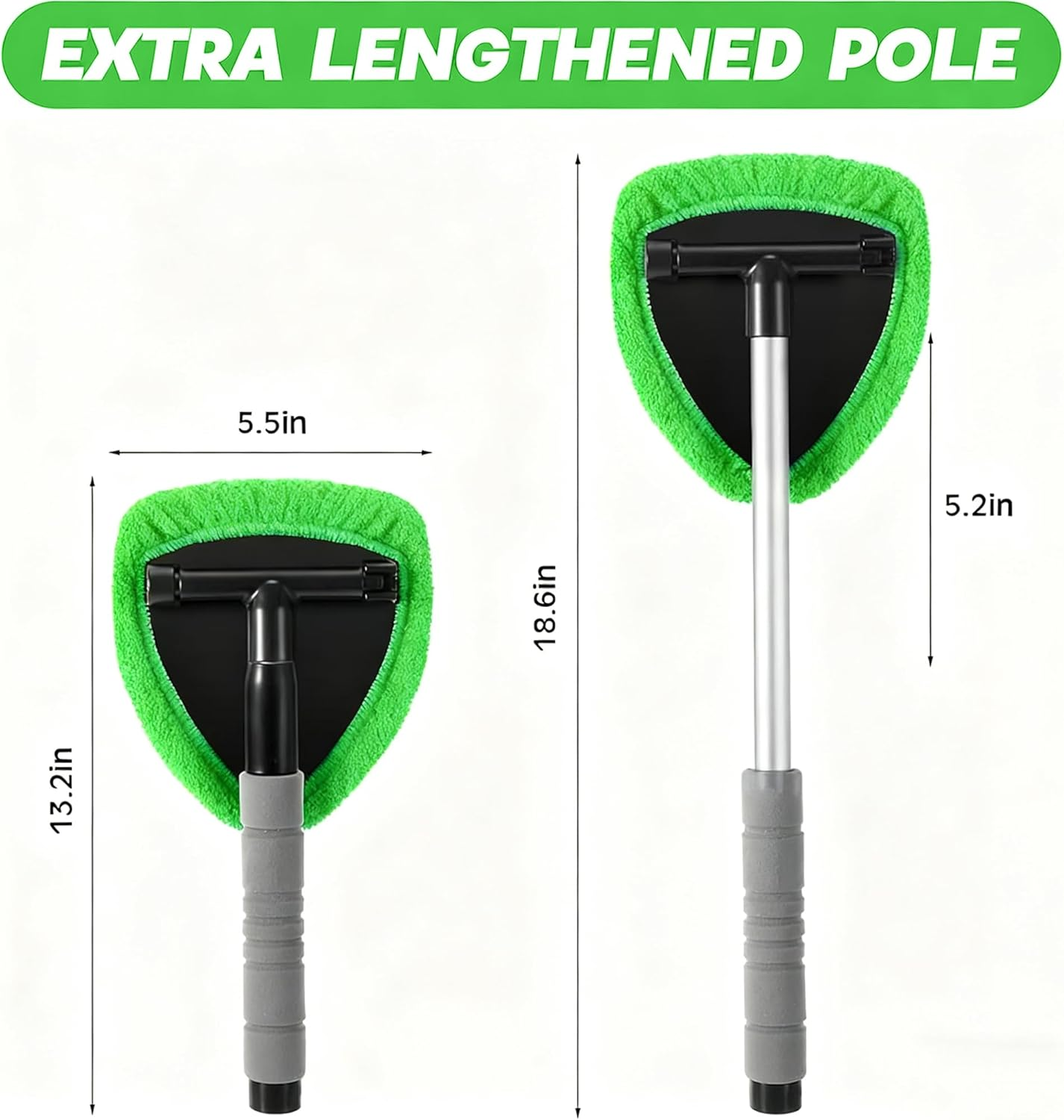 Tourgoing Windshield Cleaning Tool, Extendable Windshield Cleaner with 6 Washable Pads & 1 Spray Bottle, Interior & Exterior Windshield Wiper Tool for Car, SUV, Truck, RV (Green) - Green image number 6
