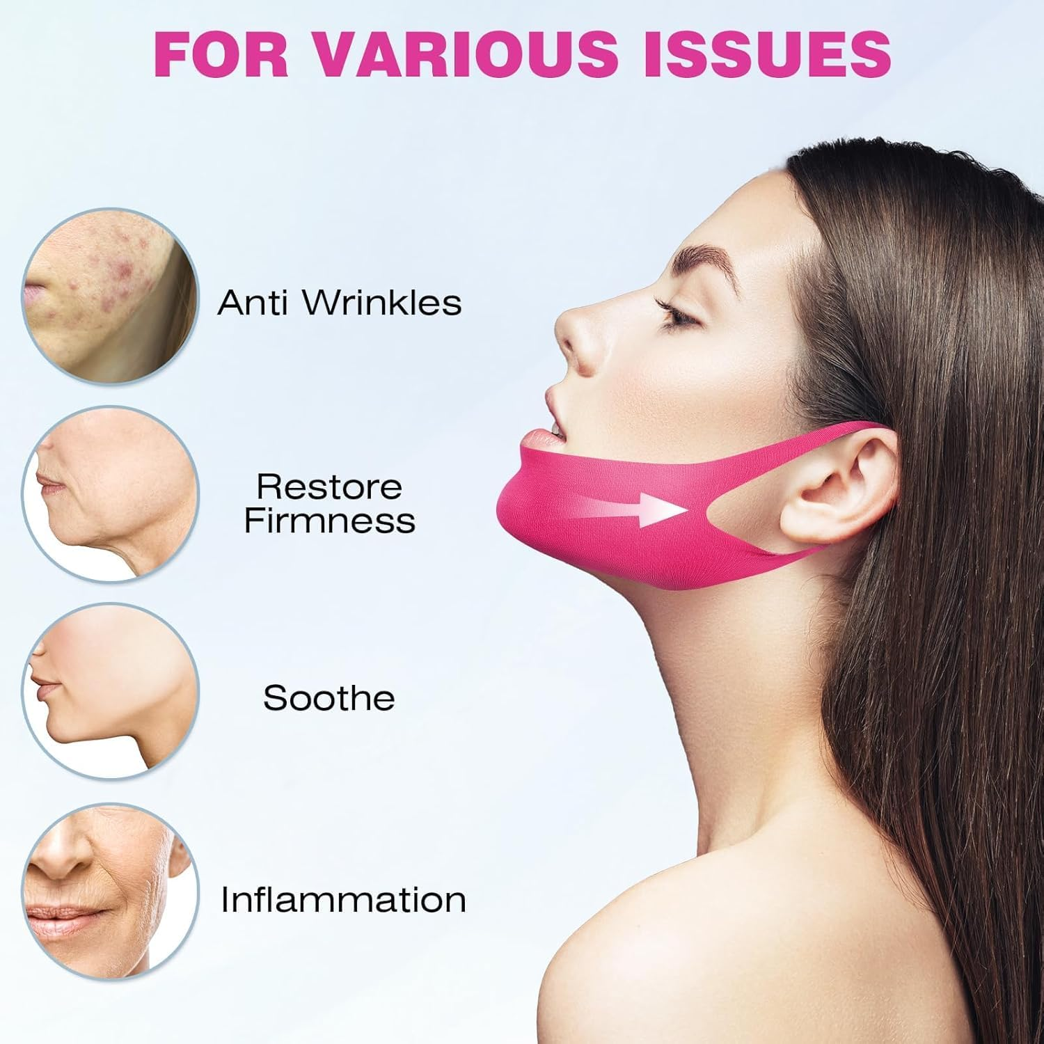 V Line Face Lifting Chin Mask, Tape for Tightening Skin and Double Chin Reduction Face Mask- Chin Strap Face Tape - 5 Pcs