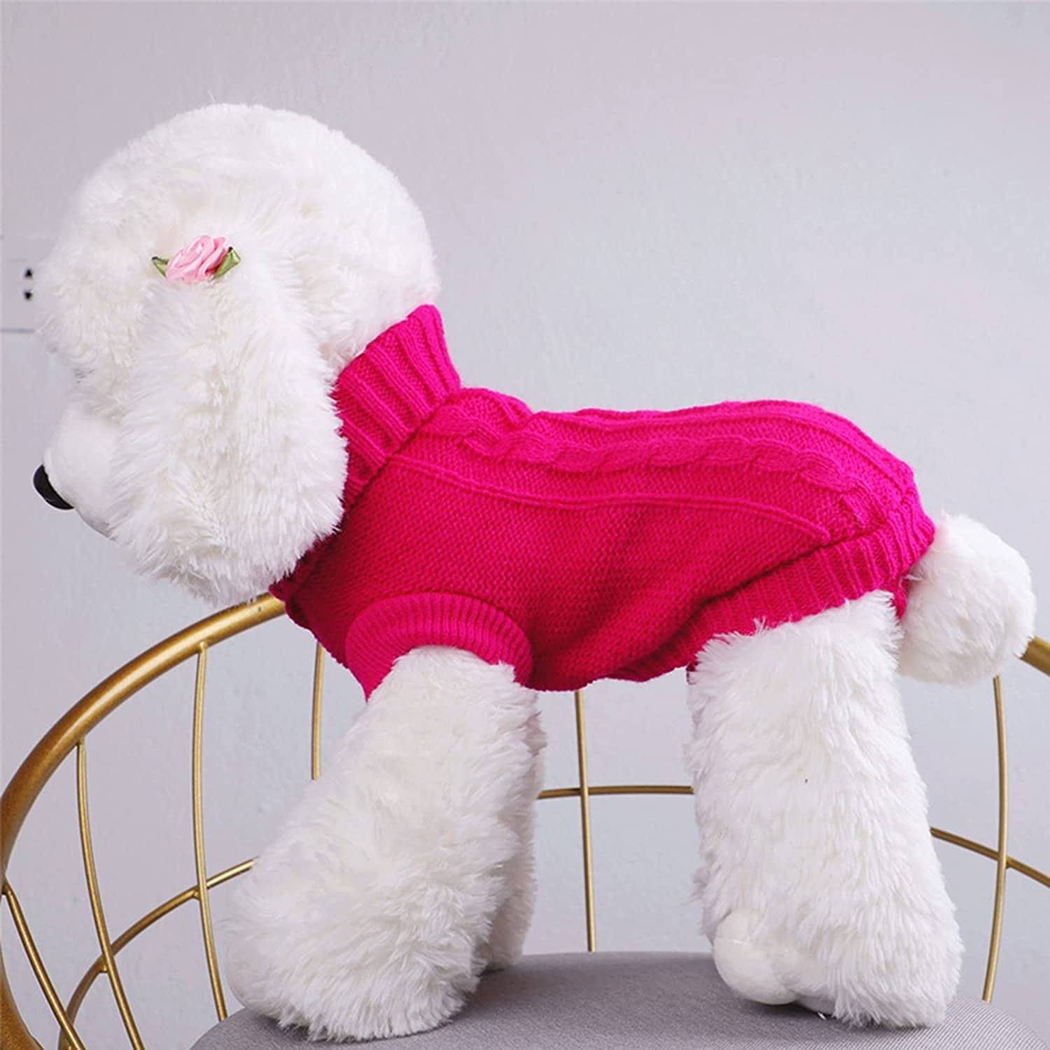 (Xs-Magenta) Small Dog Sweaters Knitted Warm Pet Cat Sweater, MH MOIHSING Soft Dog Jumpers Cute Turtleneck Knitwear Dog Sweatshirt Winter Puppy Coat Kitten Sweater Clothes for Small Dogs Doggie Cats
