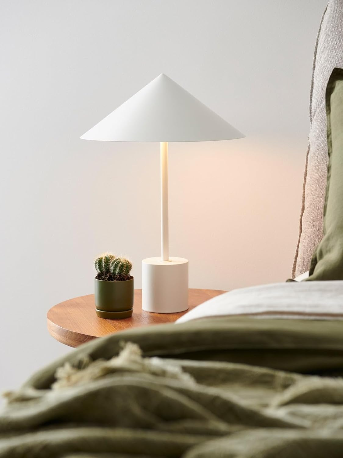 Beacon Lighting Margot 2 Light Table Lamp in White with Metal Conical Shade image number 6