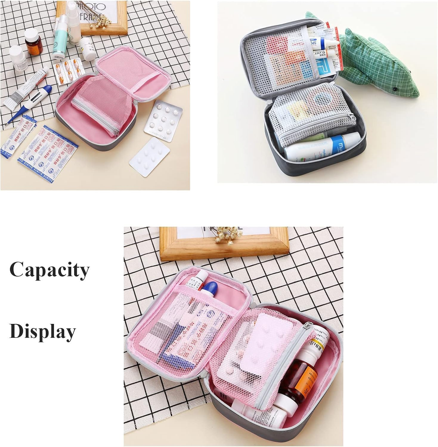 Portable First Aid Bag Medication Storage Bag, 1Pc Empty Travel Medicine Bag, Mini Travel Medicine Pouch,Small Medical Organizer Storage Pouch for Office Travel, Pink image number 4