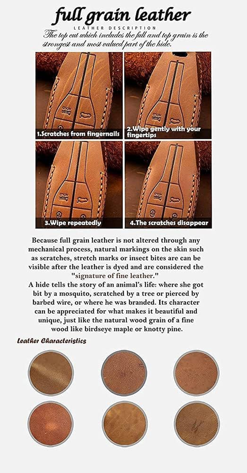 Leather Key Fob Cover Fit for Mazda CX-3 CX-4 CX-5 Keychain Smart Remote Key Case Key Shell Protector 2 Button Brown image number 4