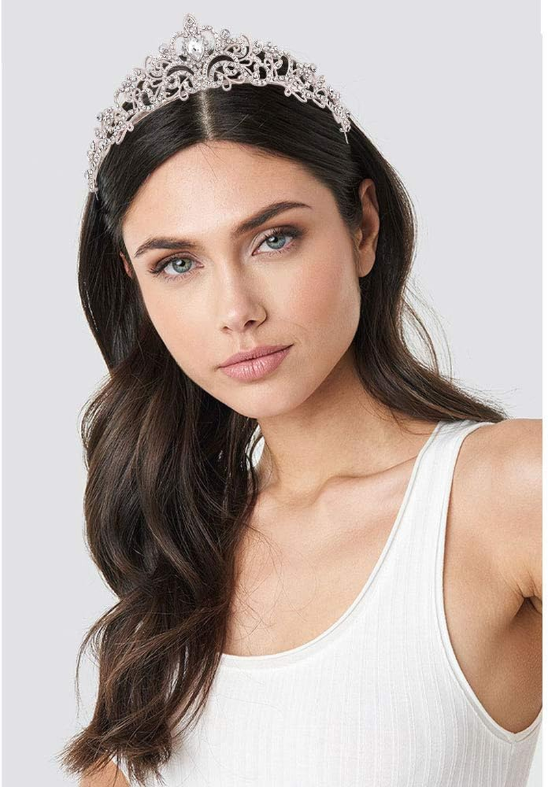 "Birthday Princess"Sash and Rhinestone Crown Set - Glitter Silver Fabric with Black Foil Letters Birthday Sash for Girl + Rhinestone Crown Set Birthday Party Gifts Birthday Party Supplies image number 1