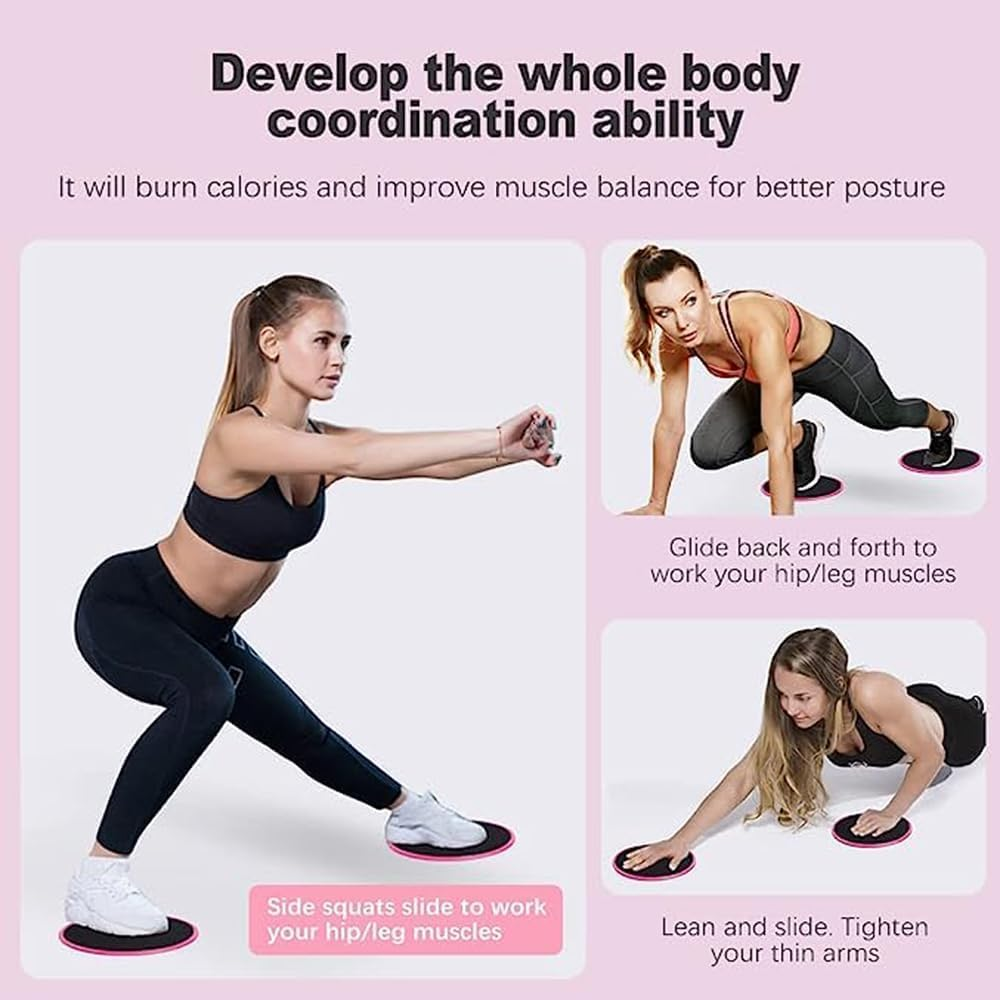 2 Pair Exercise Core Sliders, Yoga Pilates Gliding Disc, Sliders for Working Out Gliding Disc Liders Exercise Fitness Sliders, Fitness Home Gym Stretch Double Sided Sliding Plates image number 3