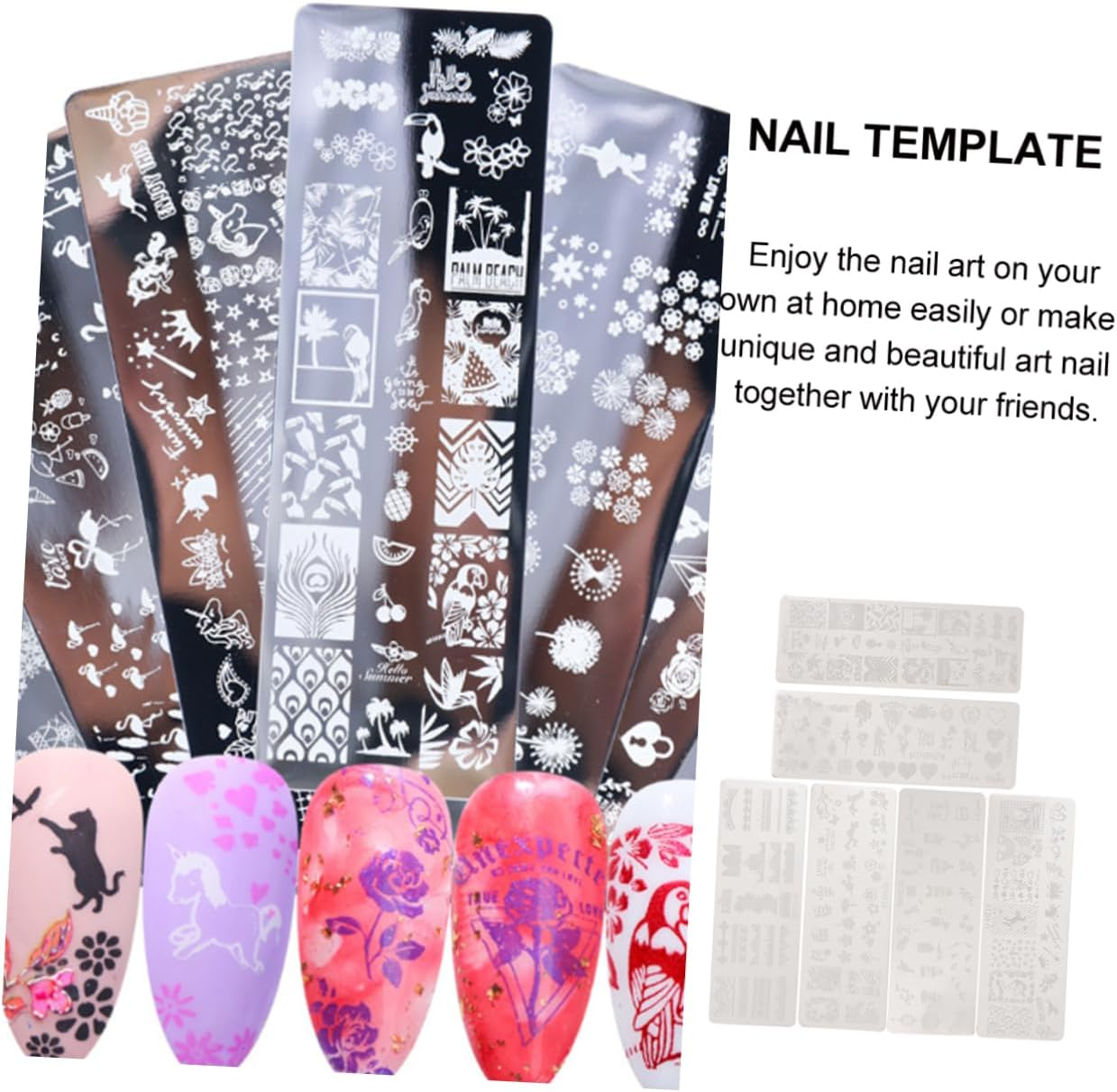 Gogogmee 6Pcs Nail Stamping Plates Manicure Templates Steel Nail Art Decorations