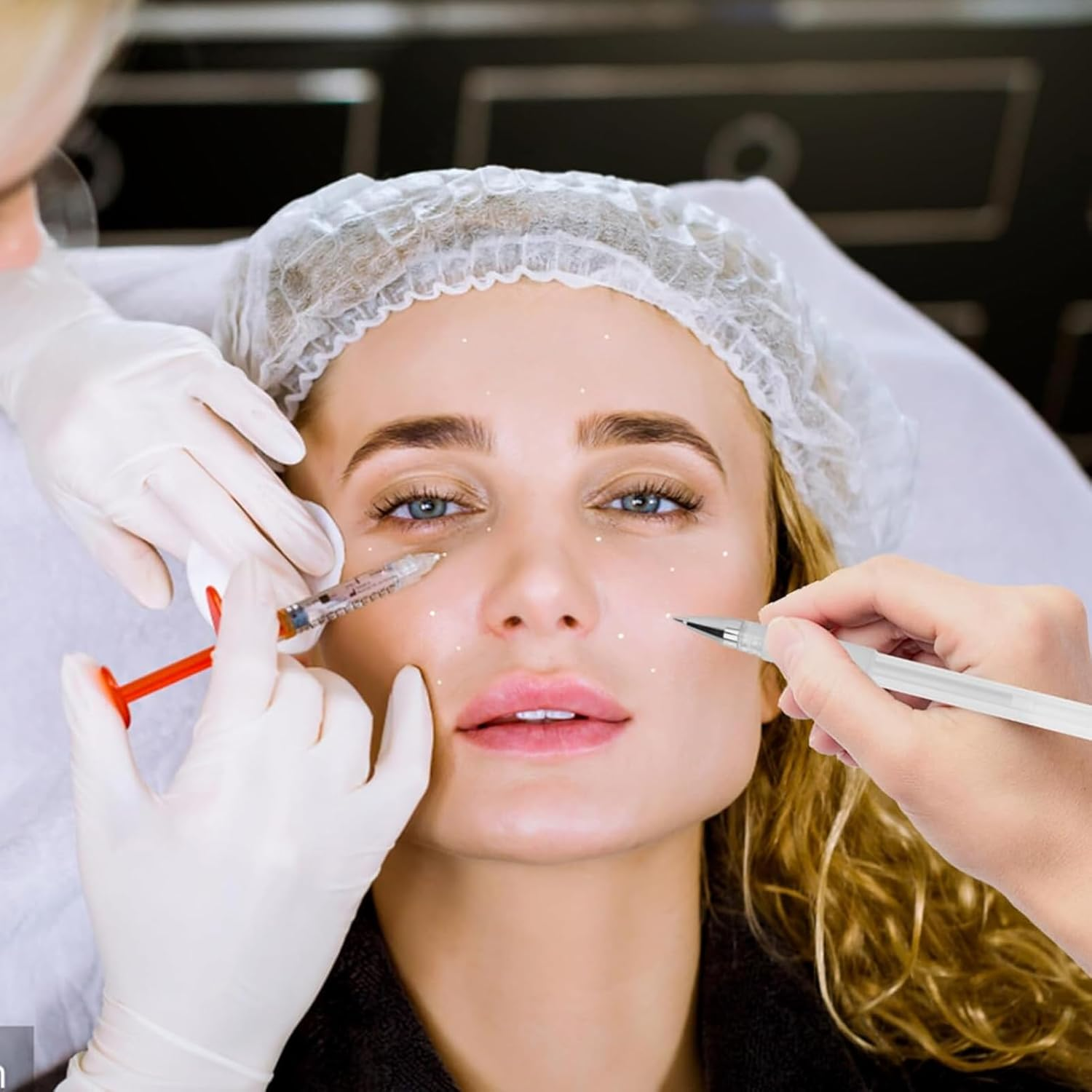 Kzvsiy 3-Piece Eyebrow Microblading Marker Pen Set with 6 Replacement Refills, Skin Marker for Eyebrow Outline, Permanent Makeup Position Mapping, and Tattoo Design (White) image number 2