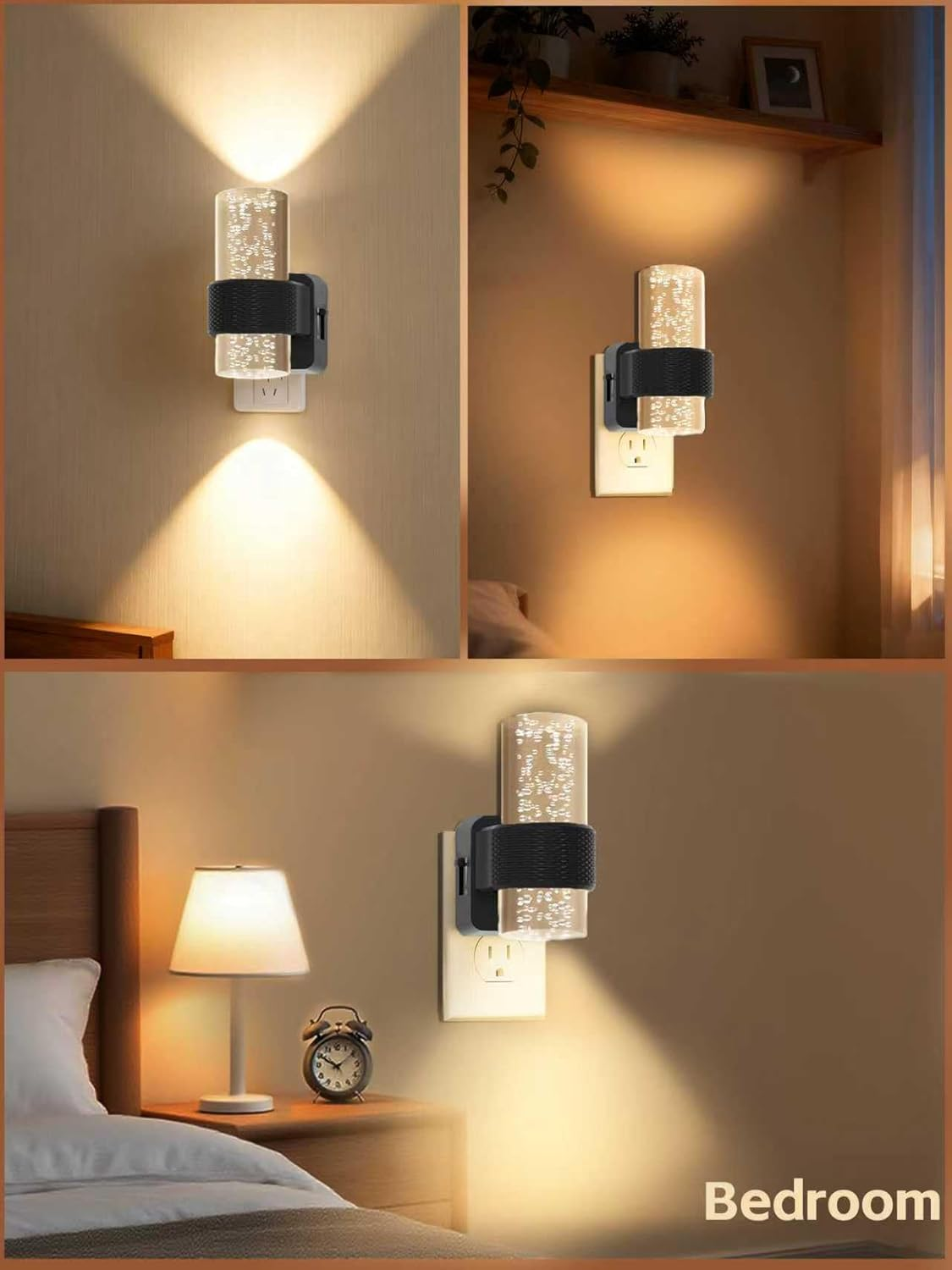 2 Pack Dimmable Night Lights with Auto Dusk-To-Dawn Sensor, 3000K Soft Warm LED Plug-In, 0-100LM Adjustable Brightness, Eye-Friendly for Bedroom, Hallway, Kitchen, and Stairs, AU Plug image number 5