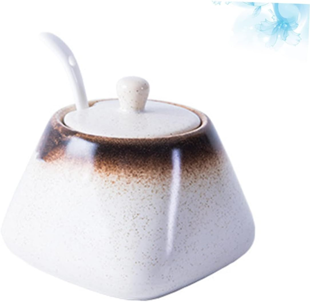 Hoement Ceramic Spice Jar for Kitchen Seasoning Organizer Practical Storage Jars Lids and Spoons for Home Cooking and Baking image number 2