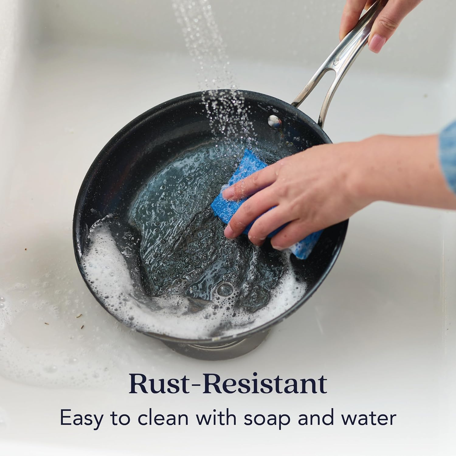 Anolon N2 Carbon Steel Frying Pan 25Cm, Nonstick Skillet, Induction Compatible, Lightweight, Oven Safe to 400 C, Rust Resistant, Ergonomic Handle, Black Cookware image number 6